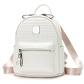 Zaino in pelle intrecciata bianca con placca logo argento e spallacci regolabili - Bianco / Grande