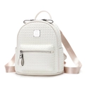 Mini zaino da donna color panna in ecopelle con logo argento e tasche multiple - Bianco / Piccolo