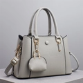 Sac cabas en cuir grainé gris avec détails dorés et porte-monnaie assorti - Gris