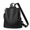Sac à dos femme noir grande capacité avec surpiq coutures blanches et logo kangourou argenté - Style de Logo Kangourou en Métal (Style 3)