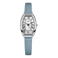 Orologio al quarzo GEDI vintage tonneau con cassa argento, numeri romani e cinturino in pelle blu - Azzurro