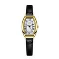 Orologio al quarzo GEDI vintage con quadrante tonneau bianco e cinturino nero - Cinturino Nero Cassa Oro