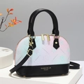 Chic gradient shell handbag with floral prints and elegant gold hardware detail - Black