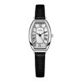 Orologio al quarzo GEDI rétro a botte con cassa argento, quadrante romano e cinturino in pelle - Cinturino Nero Cassa Argento