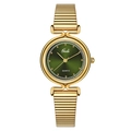 Orologio a bracciale serpente dorato per donna con quadrante verde scuro e movimento al quarzo - Cassa Oro Quadrante Verde