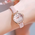 GEDI fashion women's quartz watch with pink leather strap and rose gold case - Pink Dial Pink Band