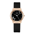 GEDI black and rose gold minimalist watch with matte silicone strap and numeric dial - Black Dial Black Strap