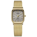 Elegant GEDI gold mesh band watch featuring a unique grey rock textured dial for women - Gold Case Grey Dial