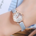 Women's rose gold watch with sunray dial, diamond markers and light grey leather strap - White Face Grey Strap