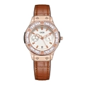 GEDI luxury women quartz watch featuring rose gold case and brown leather strap - Rose Gold Case White Dial Light Coffee Band