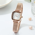Elegant rose gold square ladies watch with mesh strap and minimalist white dial - Rose Gold Case White Dial Rose Gold Band