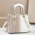 Sac à main dégradé blanc et marron effet croco avec détails dorés pour femme - Motif Serpent Blanc Cassé