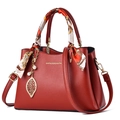Borsa da sposa rossa con manico in sciarpa di seta e pendente di perle elegante - Rosso con sciarpa rossa