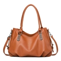 Chic brown PU leather handbag for middle-aged women with detachable shoulder strap - Earthy Yellow
