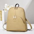 Sac à dos minimaliste en cuir beige pour femmes, parfait pour voyage et étudiantes chic - Khaki