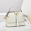 White crocodile pattern crossbody bag with glossy leather finish and gold hardware - Off-white