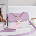 Bolso bandolera cuadrado degradado lila con hebilla de pluma dorada y cadena - Púrpura/Degradado