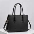 Classic black Saffiano leather tote bag for women with golden hardware and top handles - Black