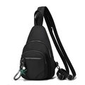 Borsa a tracolla nera in nylon impermeabile multistrato con cinturino regolabile - Stile Con Cerniera Orizzontale