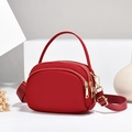 Sac bandoulière en nylon rouge avec fermetures éclair multicouches et dorures - Bordeaux/Tissu Oxford
