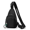 Borsa a tracolla in nylon nero da donna con tracolla regolabile e ciondolo a stella - Stile con Cerniera Verticale