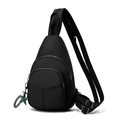 Zaino da donna in nylon nero impermeabile con cerniere multiple e ciondolo a stella - Tinta Unita