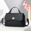 Sac à main élégant en cuir grainé noir avec fermoir doré et poignée supérieure - 25x11x16cm / Noir