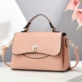 Sac bandoulière chic rose texture litchi avec boucle dorée et une poignée pour femmes - 25x11x16cm / Rose