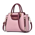 Sac à main chic bicolore rose et bordeaux avec inscription Pahajim dorée et bandoulière - Rose