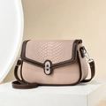 Bolso bandolera en rosa y marrón con textura de cocodrilo y cierre de giro plateado - Caqui