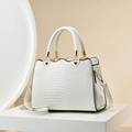 Sac à main blanc élégant pour femme avec motif crocodile et détails coeur dorés - Motif Crocodile Blanc (Style 1/Blanc)