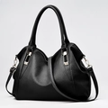 Borsa tote classica in pelle martellata nera con finiture dorate e tracolla da donna - Nero