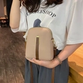 Chic beige and brown crossbody phone bag with litchi texture and gold buckle detail - Khaki