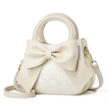 Chic beige crossbody bag with large bow detail and textured material for women - Sequin White