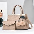 Ensemble sac à main kaki minimaliste avec breloque cerise et pochette assortie - Kaki
