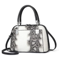 Sac à main pour femme à motif serpent et crocodile noir et blanc avec détails argentés - Blanc