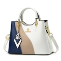 Sac à main chic pour femme tricolore bleu et beige avec breloque papillon - Crème/Bleu