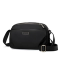 Borsa a tracolla da donna in nylon nero multistrato con dettagli in metallo dorato - Grande / Nero