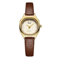 Elegant Gedi ladies quartz watch with gold case and brown crocodile embossed strap - Coffee With Gold Case Gold Dial