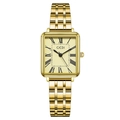 Orologio al quarzo quadrato GEDI da donna in acciaio inossidabile oro con numeri romani - Cassa Oro Quadrante Oro