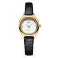 Elegant ladies quartz watch with gold rectangular case and black crocodile leather strap - Black With Gold Case White Dial
