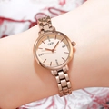 Modische Damen-Armbanduhr in Roségold mit Metallarmband und edlen Strass-Markierungen - Roségold Gehäuse Rosa Zifferblatt