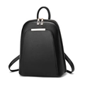 Minimalist black backpack for women with matte leather texture and gold metal accents - Black