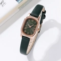 Retro emerald green leather strap watch with rose gold oval case and roman numerals - Rose Gold Case Green Dial Green Strap