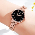Orologio da donna in oro rosa con quadrante nero e indici in strass scintillanti - Cassa Oro Rosa Quadrante Nero