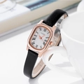 Orologio GEDI vintage da donna con cassa ovale in oro rosa e cinturino in pelle nera - Cassa Oro Rosa Quadrante Bianco Cinturino Nero