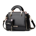 Bolso bandolera negro con monedero de gato lindo y correa de hombro ajustable - Negro