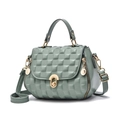 Green bucket bag with embossed square pattern and gold-tone metal twist lock closure - Green