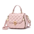 Borsa a secchiello trapuntata rosa da donna con finiture dorate e tracolla regolabile - Rosa