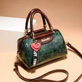 Retro crocodile pattern pillow bag in gradient green and reddish brown with heart charm - Green